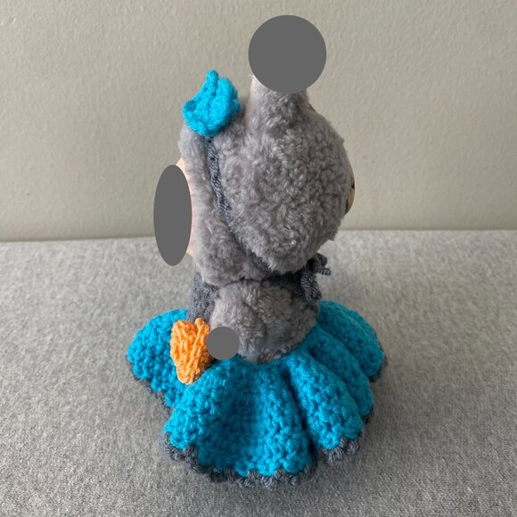 Handmade Crochet Blue Grey Orange Outfit for for 17cm Plush Doll 2-Piece Set - Picture 2 of 7